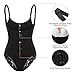 SHAPERX Camellias Womens Faja Full Body Shaper Open Bust Firm Control Bodysuit Shapewear with Lace Thong and Zipper, SZ20171-Black-L