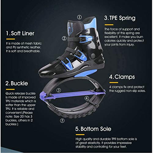 ZCOINS Unisex Kids Adults Anti-Gravity Running Boots Fitness Bounce Shoe Jumping Shoes 60-240 LBS. Black Blue - Thumbnail 3