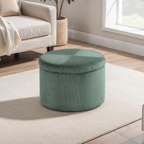 Convenience Concepts Designs4Comfort Round Corduroy Shoe Ottoman 22" - Upholste…
