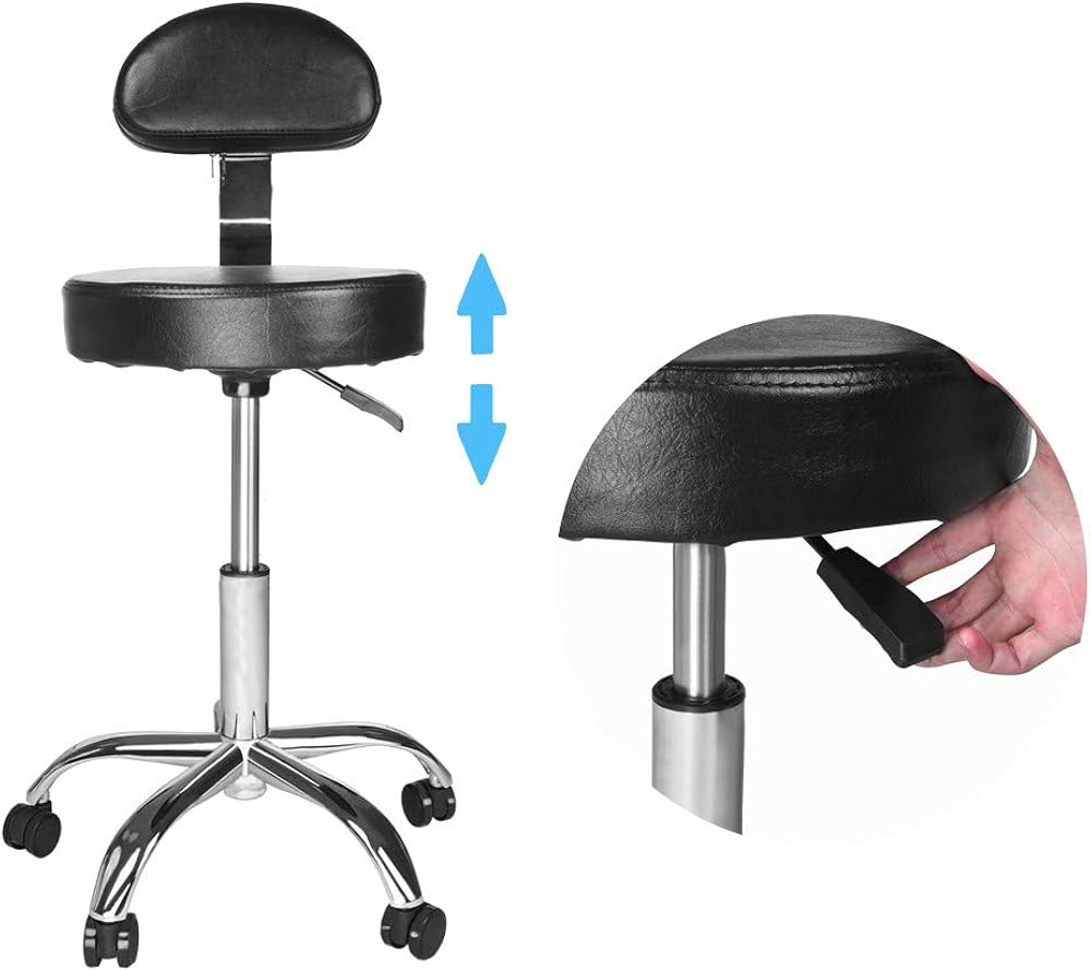 Funic US Fast Shipment Rolling Stool Drafting Chair with Backrest Salon Spa Stool Swivel Chair Tattoo Massage Stool,Adjustable Hydraulic Rolling Salon Stool Chair for Office Desk Home(Black): Clothing