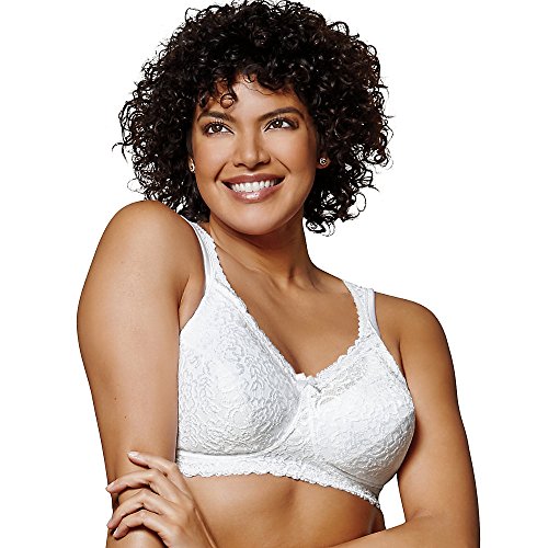 Playtex Women's 18 Hour Airform Comfort Lace Wirefree Full Coverage Bra 4088, White, 44DDD