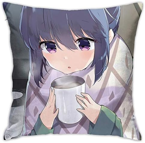 JACHE Rin Shima Yuru Camp Laid-Back Camp Decorative Throw Pillow Covers for Sofa Couch Cushion Pillow Cases 18x18 Inch