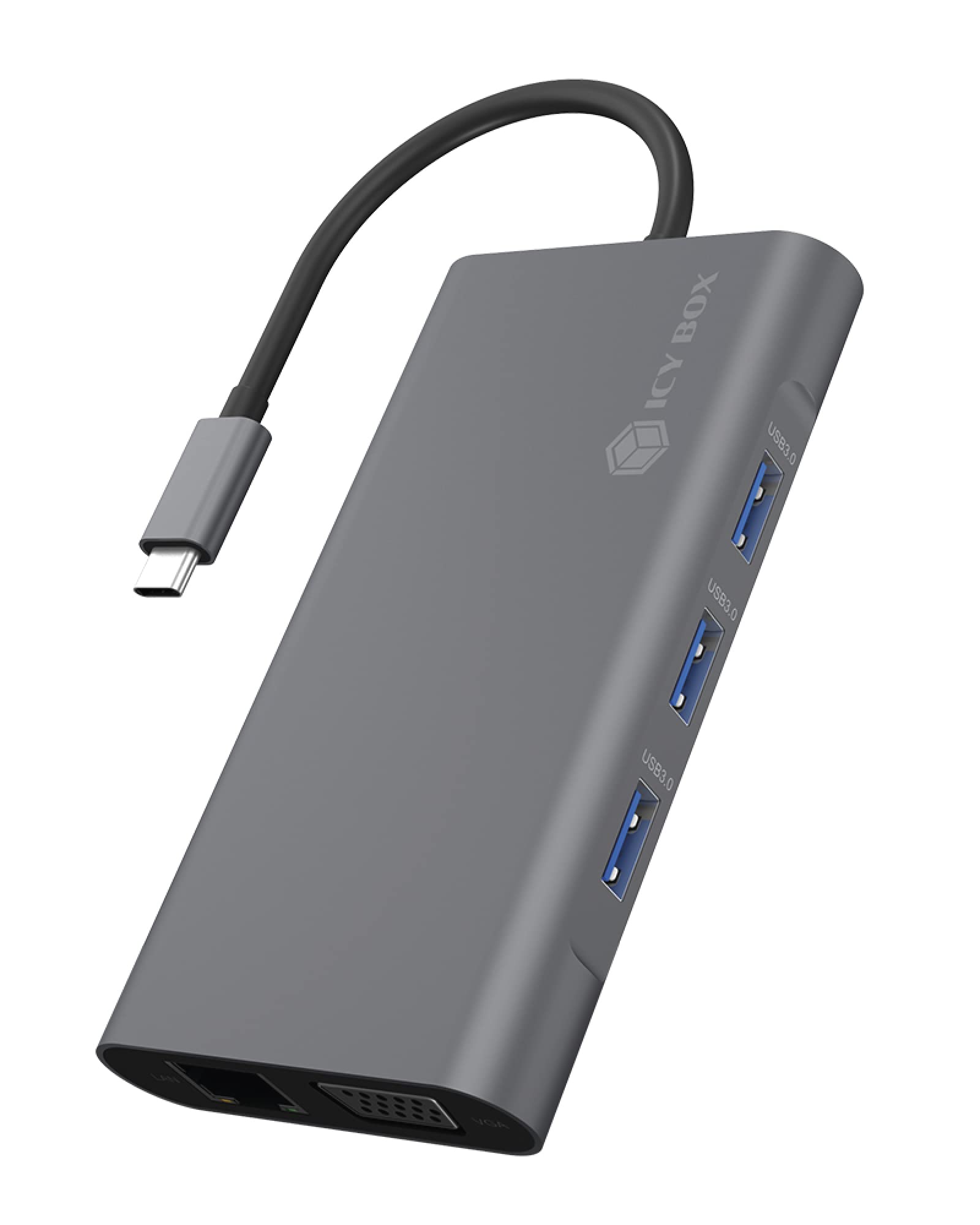 ICY BOX USB-C Docking Station (10-in-1) with 1x HDMI and 1x VGA, USB-C Docking Station for Notebook (Gigabit Ethernet, 3 USB 3.0 Ports, PD 100W), IB-DK4040-CPD