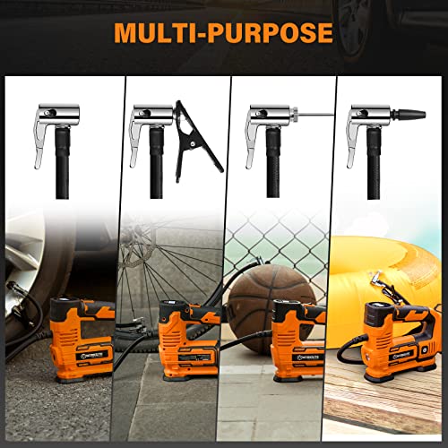 WORKSITE Tire Inflator Air Compressor Portable, 20V Cordless Tire Pump