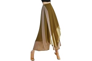 YOLAI Women's Casual Chiffon Pants Colour Blocking Dance Wide Legged Long Pants Practice Exercises Dance Training Pants
