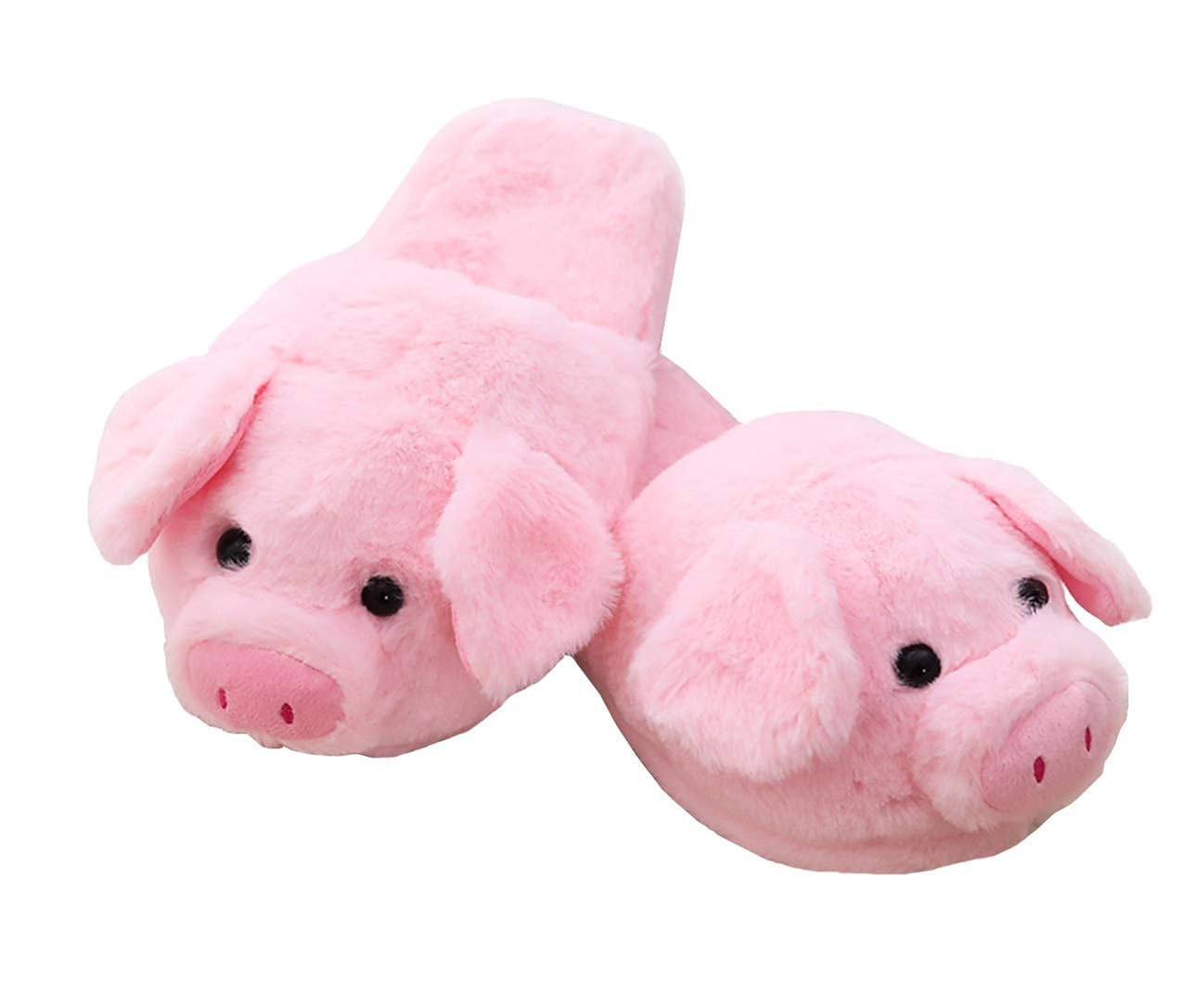 seemehappy Plush Pink Pig Slippers Winter Warm Stuffed Animal Slippers
