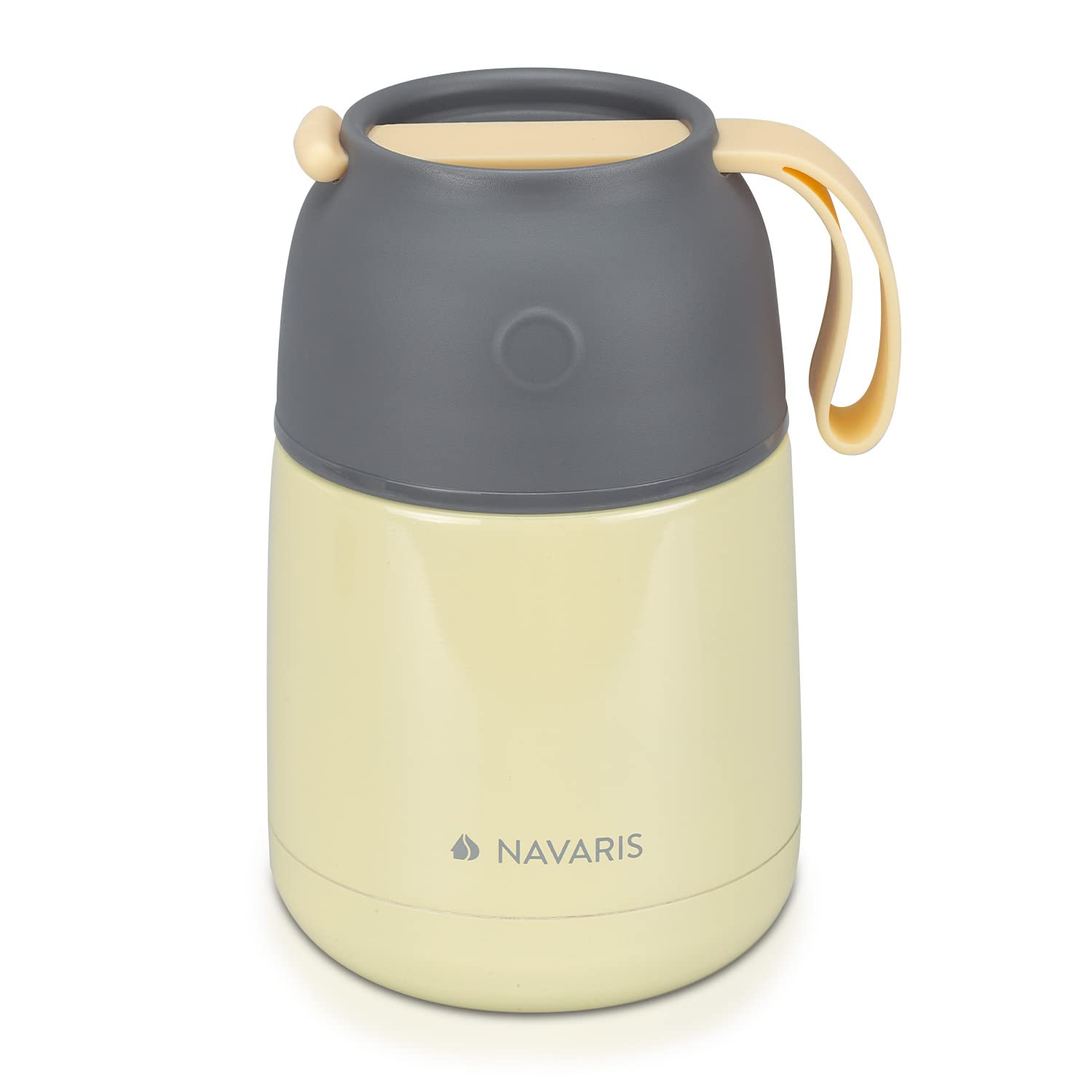 Navaris Vacuum Insulated Food Jar - Stainless Steel Food Flask Container with Wide Mouth for Hot or Cold Lunch - Size S (15.2 oz / 450 ml), Yellow