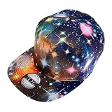 ZLYC Starry Galaxy Sky Neon Pattern Flatbill Snapback Adjust Baseball Cap Hat