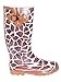 Women Rubber Rain Boots with Cotton Lining, Safari and Animal Prints (Animal Black,