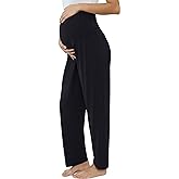 Joyaria Maternity Pajama Pants Bamboo Viscose Pregnancy Lounge Sweat Pants Wide Leg Loose Postpartum Bottoms Over Belly