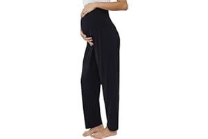 Joyaria Maternity Pajama Pants Bamboo Viscose Pregnancy Lounge Sweat Pants Wide Leg Loose Postpartum Bottoms Over Belly
