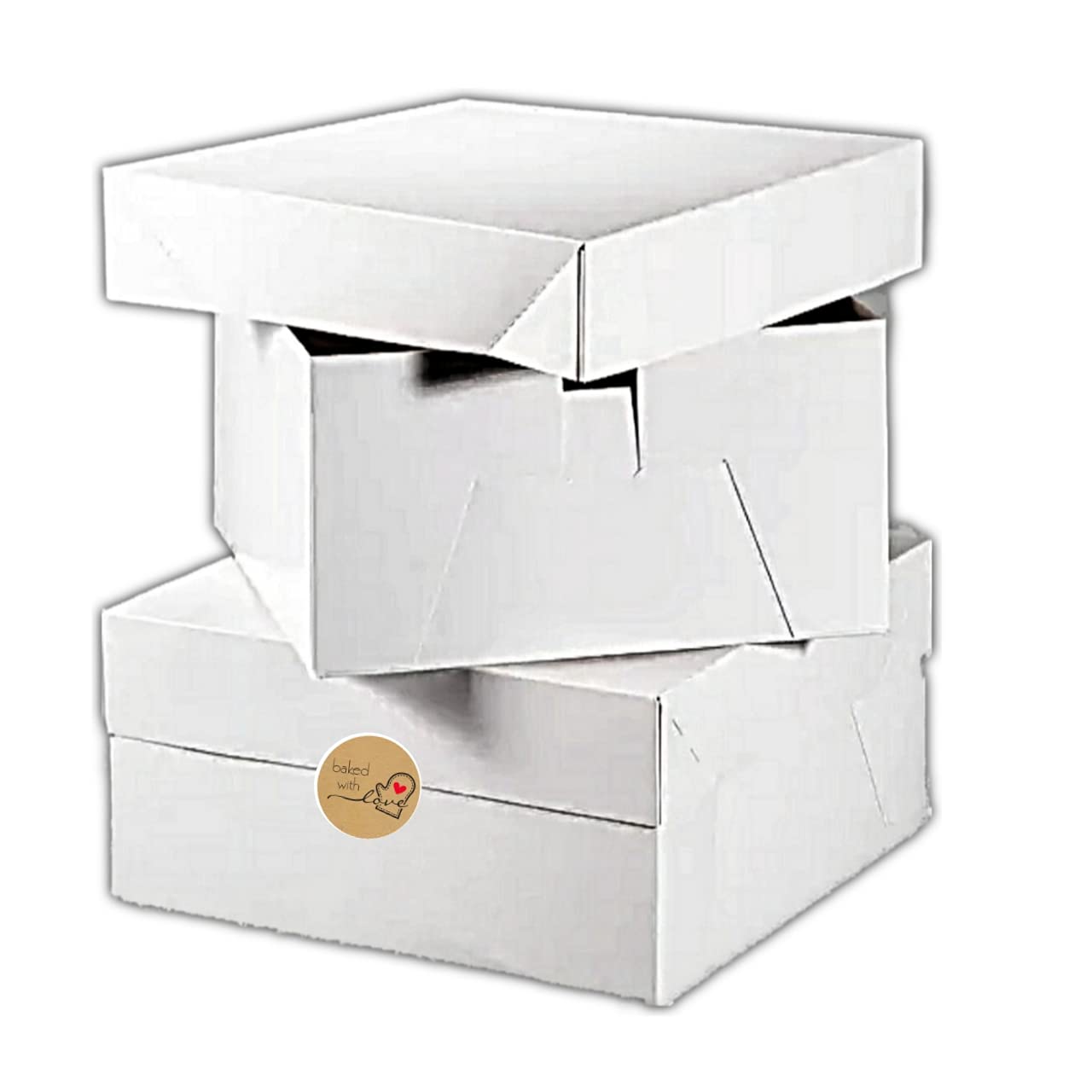 Large, Square 12 inch Cake Box with lid (Available in a Set of 5, 10, or 20 Cake Boxes) Strong, Sturdy and Tall Design Perfect for Delivering Your Beautiful Cakes! (10)