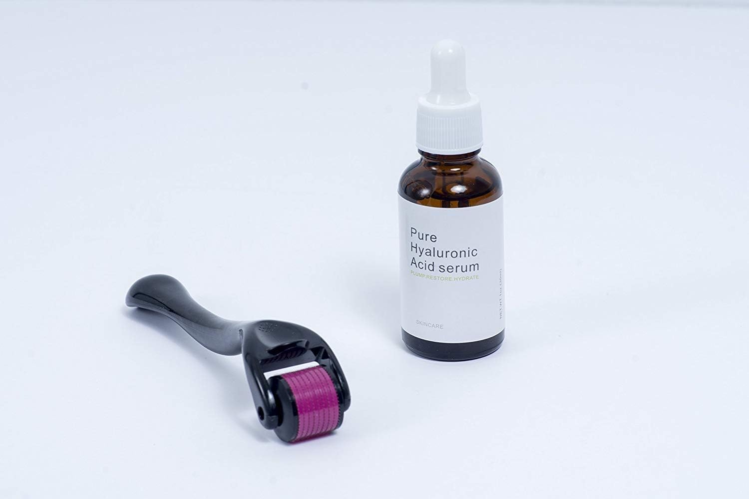 Worldzx Skin Care Titanium Microneedle 540 Micro Needles Derma Roller Needle + hyaluronic Acid serum
