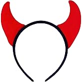 Broeify Devil Horns Headband Halloween Cosplay Costume Accessories for Adult Kids Women Girls, Soft Red Devil Headwear Handmade Cute Fancy Hair Hoop