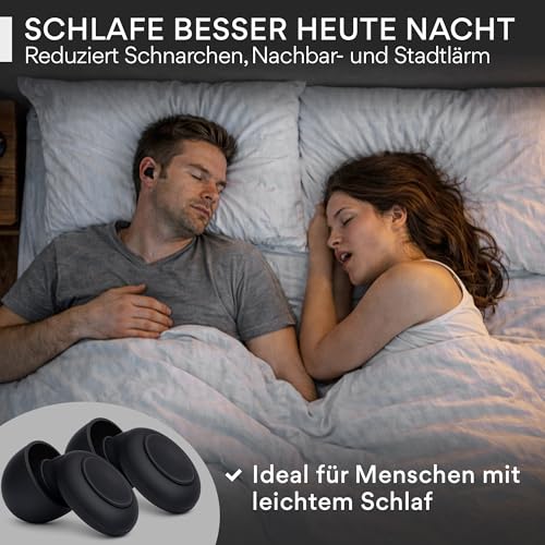 Senner Sleep Ear Plugs for Sleeping for Side Sleepers, Soft Silicone Ear Plugs to Reduce Snoring Noise and Noise, SNR 21dB, EN 352-2, 4 Sizes XS/S/M/L, Reusable, with Case