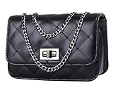 Urban CoCo Quilted Classic Single Flap Cross Body Messenger Shoulder Purse Bag Chain Strap (black)