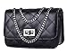 Urban CoCo Quilted Classic Single Flap Cross Body Messenger Shoulder Purse Bag Chain Strap (black)