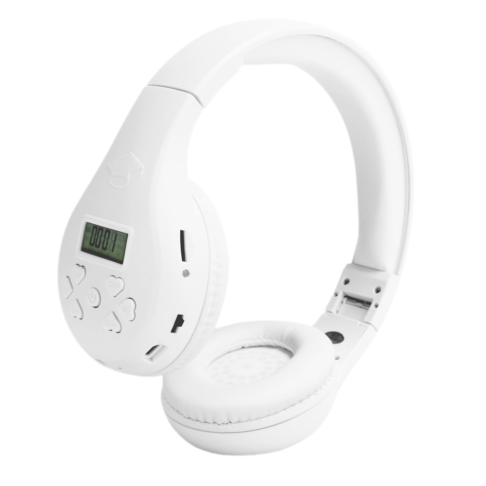Bluetooth Headset, Foldable Wireless Headphone, Cute Heart Shape Buttons, LCD Digital Display, FM Receiving Mode, TF Card Playback, for Gaming/Learning/Examination/Working/Music, for Girls/Students