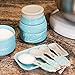 Mason Jar Ceramic Measuring Spoons - Rustic Farmhouse Kitchen Measuring Spoon Set Includes Tablespoon, Teaspoon, More - Beautiful Ceramic Nest Together (Blue)