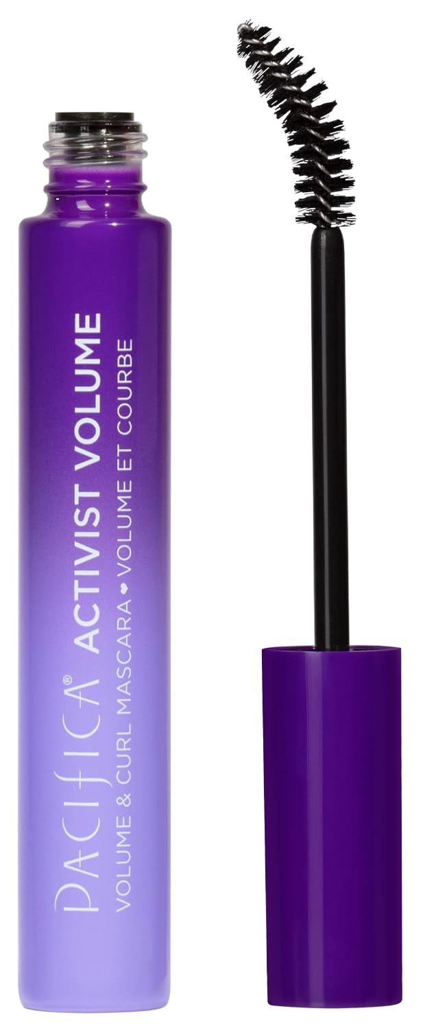 Pacifica Beauty | Activist Curling Mascara | Black | Volume and Length | Vegan Brush | Glass Tube | Clean Eye Makeup | Plant-Fibers | Microplastic + Nylon 6 Free | Vegan, Talc-Free, Cruelty-Free