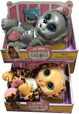 Stuffed Animal Gift Bundle with Siberian Husky and Leopard (2 Items)