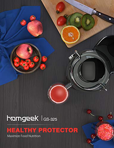 Homgeek Juicer Machines, Juicer Extractor with 3'' Wide Mouth, Dual Speed Mode Compact Juicer with Anti-Shake, Easy to Clean, BPA-FREE
