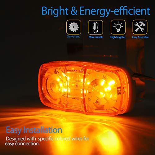 Trailer Marker Lights Amber and Red LED Side Marker Lights Double Bullseye 12 Diodes Clearance Indentification Lights for Trailer Trucks RV SUV Boat (7 Red+6 Amber)