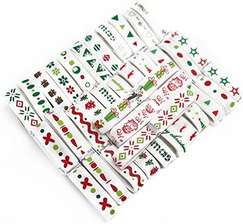 12yards 3/8" 10mm Random 12 Styles Printing Grosgrain Christmas Ribbon (White Series)