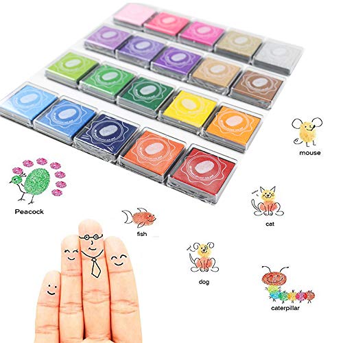 20pcs Craft Ink Pad,Stamps Pads,20 Colors Rainbow Finger Ink Pads for Kids DIY as Gifts,for Stamps,Paper,Wood Fabric - Thumbnail 4