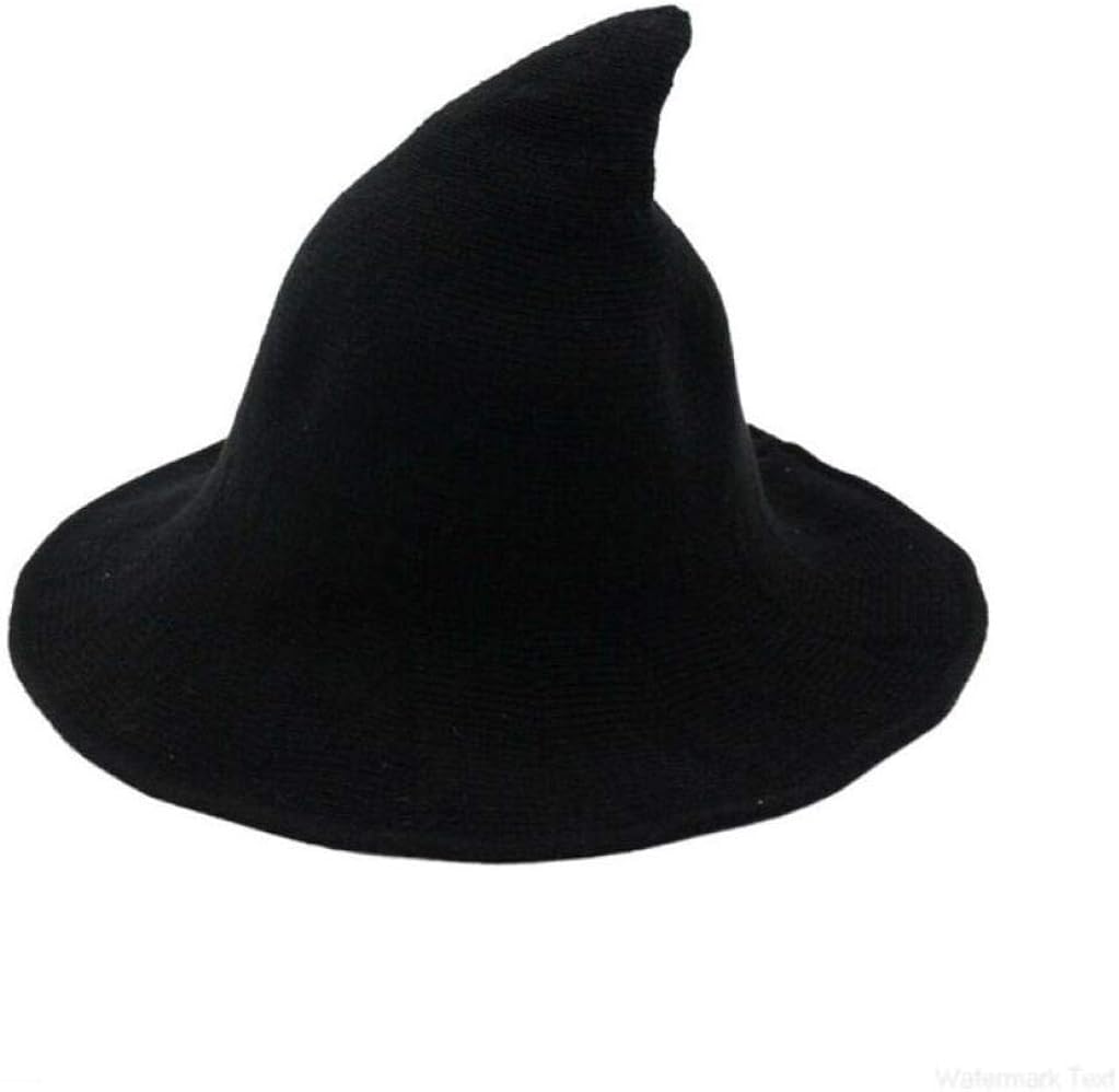 Womens Halloween Wool Felt Witch Hat Candy Colored Sharp Pointed Cap Wide Brim Foldable Hats