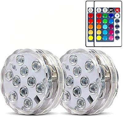 Anziner 2 Pack Submersible LED Lights RGB 16 Colors Waterproof IP68 Remote