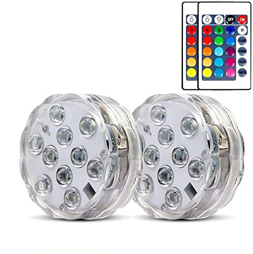 2 Pack Submersible LED Lights Waterproof Pool Lights Underwater with 16 Colors, Remote Control for Aquarium, Bath, Hot Tub, Swimming Pool and Party Decoration
