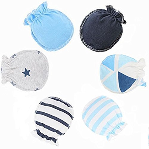 Adeimoo Baby Cotton Gloves Autumn Newborn Infant Toddler No Scratch Mittens for 0-3 months (6 pair A)