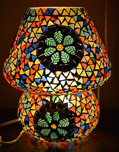 Webhushi's Multicolour Mosaic Style Dome Shaped Glass Table Large Lamp 18 x 18 x 23 cm