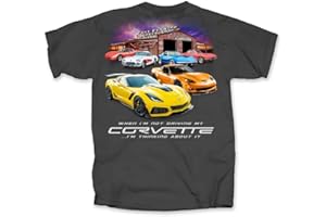 WEST COAST CORVETTE C7 Corvette Thinking About Driving Tee Shirt - Dark Grey (X-Large)
