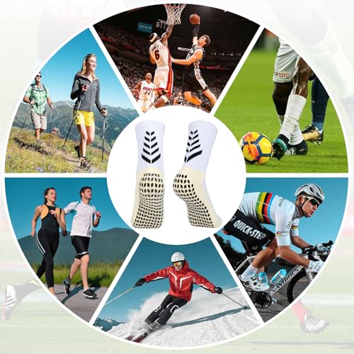 LUROON Non-Slip Football Socks Men 37-46, 2/3/4 Pairs Socks Grip Silicone Football Grip Anti Blister Sports Socks for Women Breathable Non-Slip Football Socks for Cycling Trekking