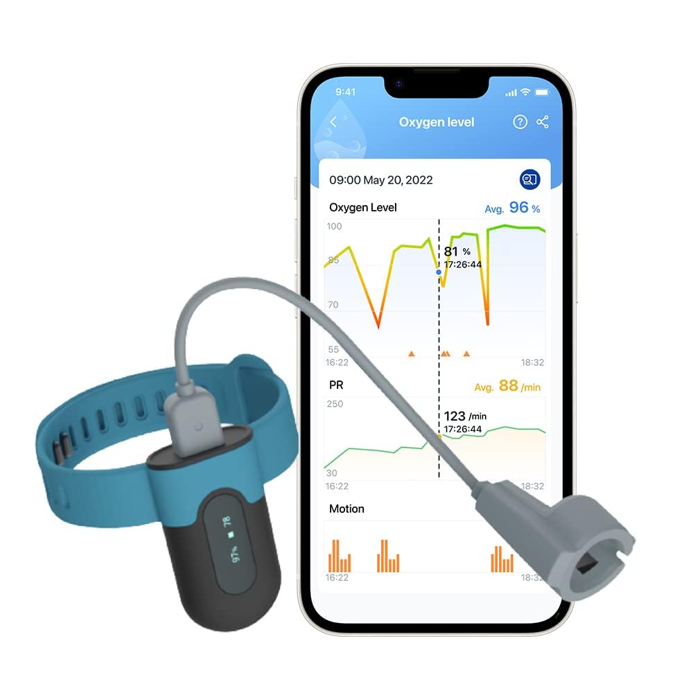 Viatom SleepU Wrist Pulse Oximeter, Rechargeable Wearable Oxygen Saturation Monitor, Bluetooth Blood Oxygen Monitor-Continuous O2 & Heart Rate Tracking with Vibration Alerts, Free APP & PC Report