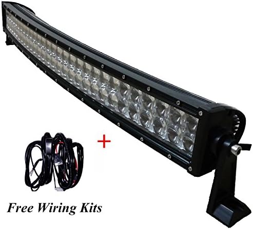 AngelMa 25 inch 200W OSRAM Double Row Curved Radius LED Light Bar Spot Flood Combo Off Road Lamp Marvick UTV Yamaha Viking Ranger RZR Dune Buggy Desert Race Truck 4x4+Free Switch Wiring Harness Kit