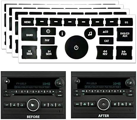 AC Dash Button Sticker Radio Repair Kit Replacement Buttons 4Pcs for 2007-2013 GM Head Unit Radio