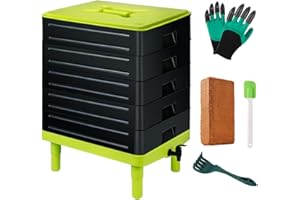 TOP XIAN Basic Worm Farm Composting Bin, 5 Tray Worm Compost Bin- for Recycling Food Waste at Home (5-Tray 100L)