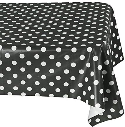 Salsell 3-Pack Polka Dot Tablecloth Polka Dot Plastic Tablecloth 54"x108" Inch Polka Dot Table Cover for Party(Black)