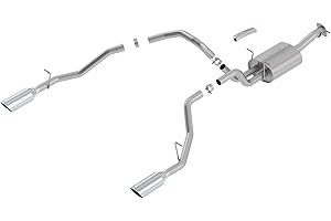 BORLA 140753 Cat-Back Perf. Exhaust System for '19-'23 Ram 1500 V8 Incl. E-Torque Incl. Rebel & G/T Models (Exc. Classic) T-304 ATAK Sound Dual Split Rear Exit Single 5" Round Chrome Tips On Each Side