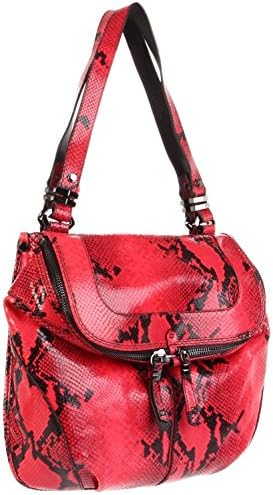ORYANY Raspberry Snake Embossed Leather Shoulder Handbag Bag ZP968 NWT