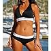 Tueenhuge Retro Vintage Elegant Bikini Two Piece Swimsuits High Waisted Swimwear (Black,M)