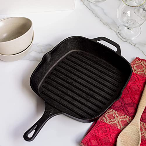 Backcountry Iron 12 Inch Square Grill Pan Large PreSeasoned Cast Iron