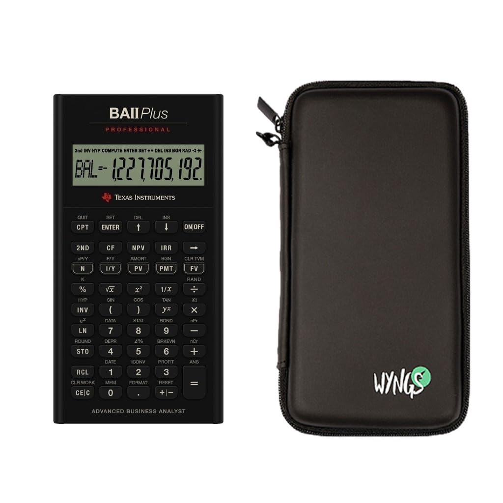 Calcuso Basic Set Black with Calculator TI BA II Plus Professional