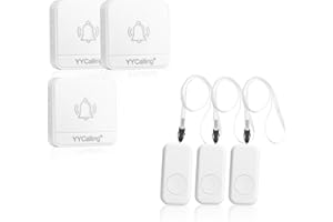YYCALLING Wireless Caregiver Pager Smart Call System 3 SOS Call Buttons/Transmitters 3 Receivers Nurse Calling Alert Patient Help System for Home/Personal Attention Pager