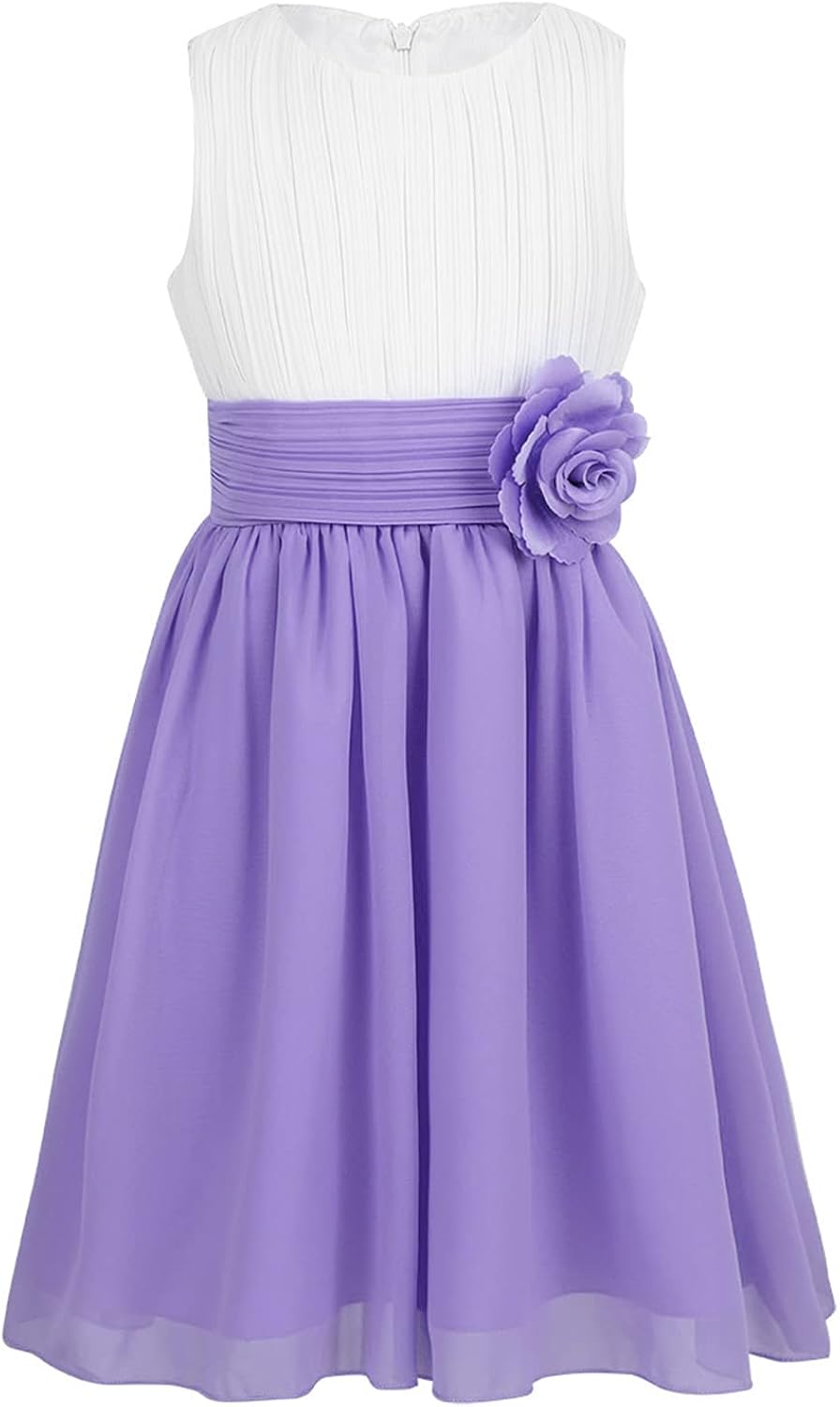 CHICTRY Kids Flower Girls V Neck Satin Junior Bridesmaid Dress Sleeveless Pageant Prom Dresses