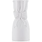 Frosted Porcelain Floral Handmade Vases,Frosted Ceramic vases,Geometric Ceramic Flower Vase for Modern Home Decoration and high-end Wedding,Matte Frosted Texture Bud Flower Vase (Bowknot Vase)