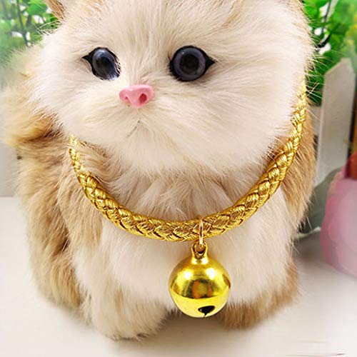 Huangou Cat Collar,Adjustable Pet Collars with Bells Charm Necklace Collar for Little Cat Collars (S, Yellow)
